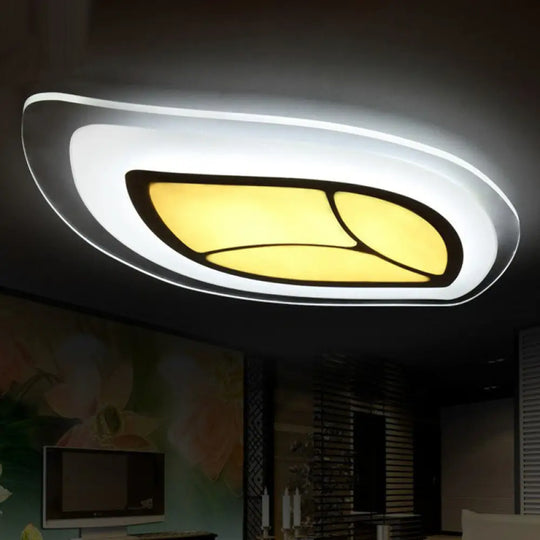 Modern Clear Acrylic Leaf Led Ceiling Light For Living Room / 14’ Inner Warm Outer White