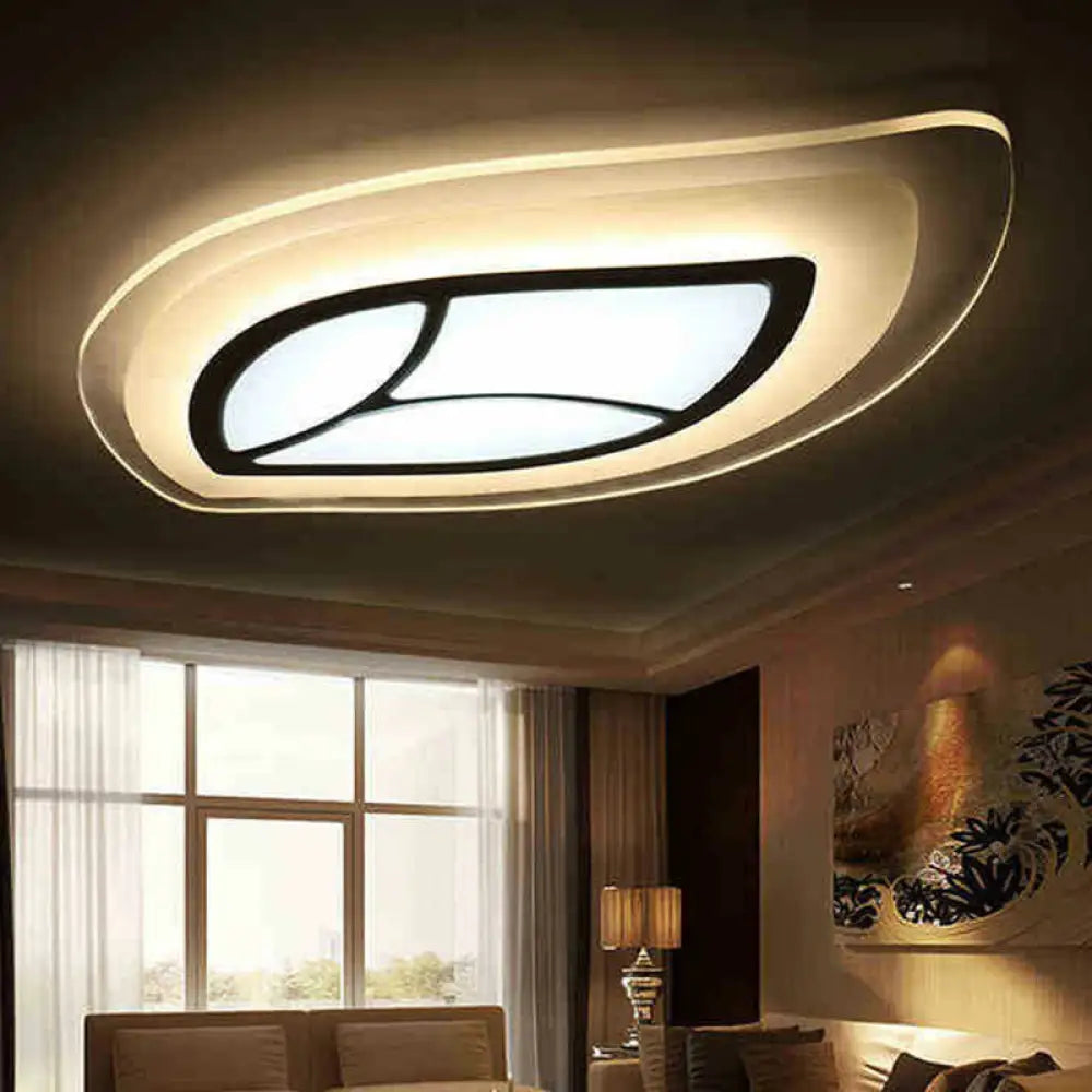 Modern Clear Acrylic Leaf Led Ceiling Light For Living Room / 14’ Inner White Outer Warm