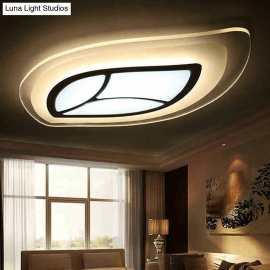 Modern Clear Acrylic Leaf Led Ceiling Light For Living Room / 14 Inner White Outer Warm