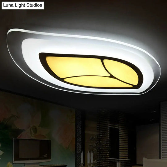 Modern Clear Acrylic Leaf Led Ceiling Light For Living Room / 14 Inner Warm Outer White