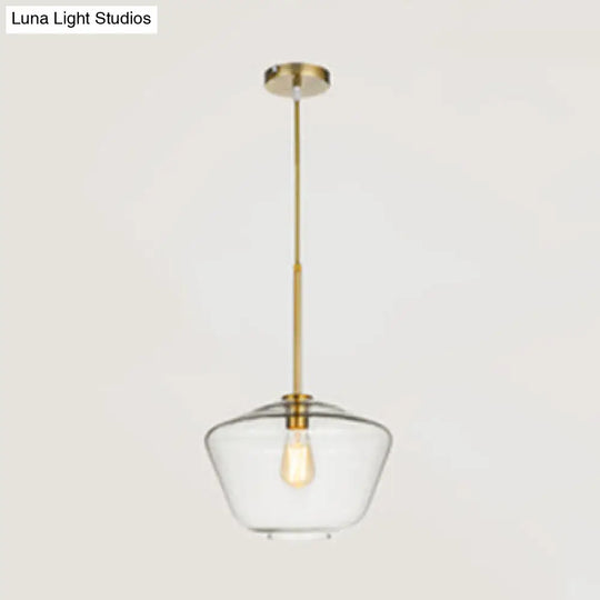 Modern Glass Pendant Lamp 1-Light Ceiling Light Clear/Amber Triangle/Urn/Diamond 9/14/16.5 Wide