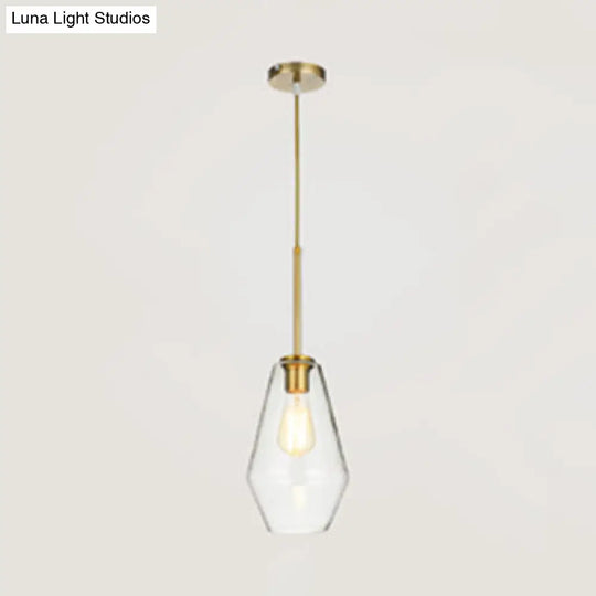 Modern Glass Pendant Lamp 1-Light Ceiling Light Clear/Amber Triangle/Urn/Diamond 9/14/16.5 Wide