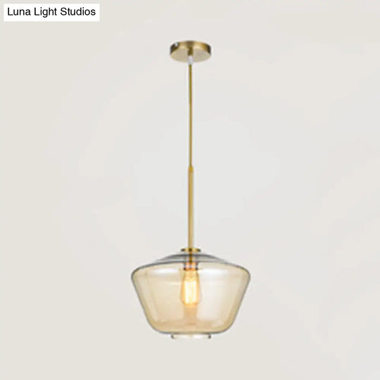 Modern Glass Pendant Lamp 1-Light Ceiling Light Clear/Amber Triangle/Urn/Diamond 9/14/16.5 Wide