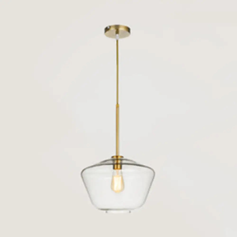 Modern Clear/Amber Glass Pendant Lamp - Triangle/Urn/Diamond Design 1-Light Ceiling Mount