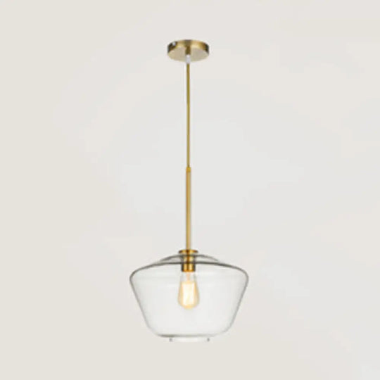 Modern Clear/Amber Glass Pendant Lamp - Triangle/Urn/Diamond Design 1-Light Ceiling Mount