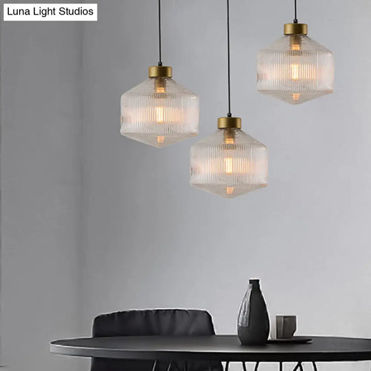 Modern Clear/Amber/Smoke Grey Glass Drum Pendant Light - 1-Light Ceiling Suspension Lamp