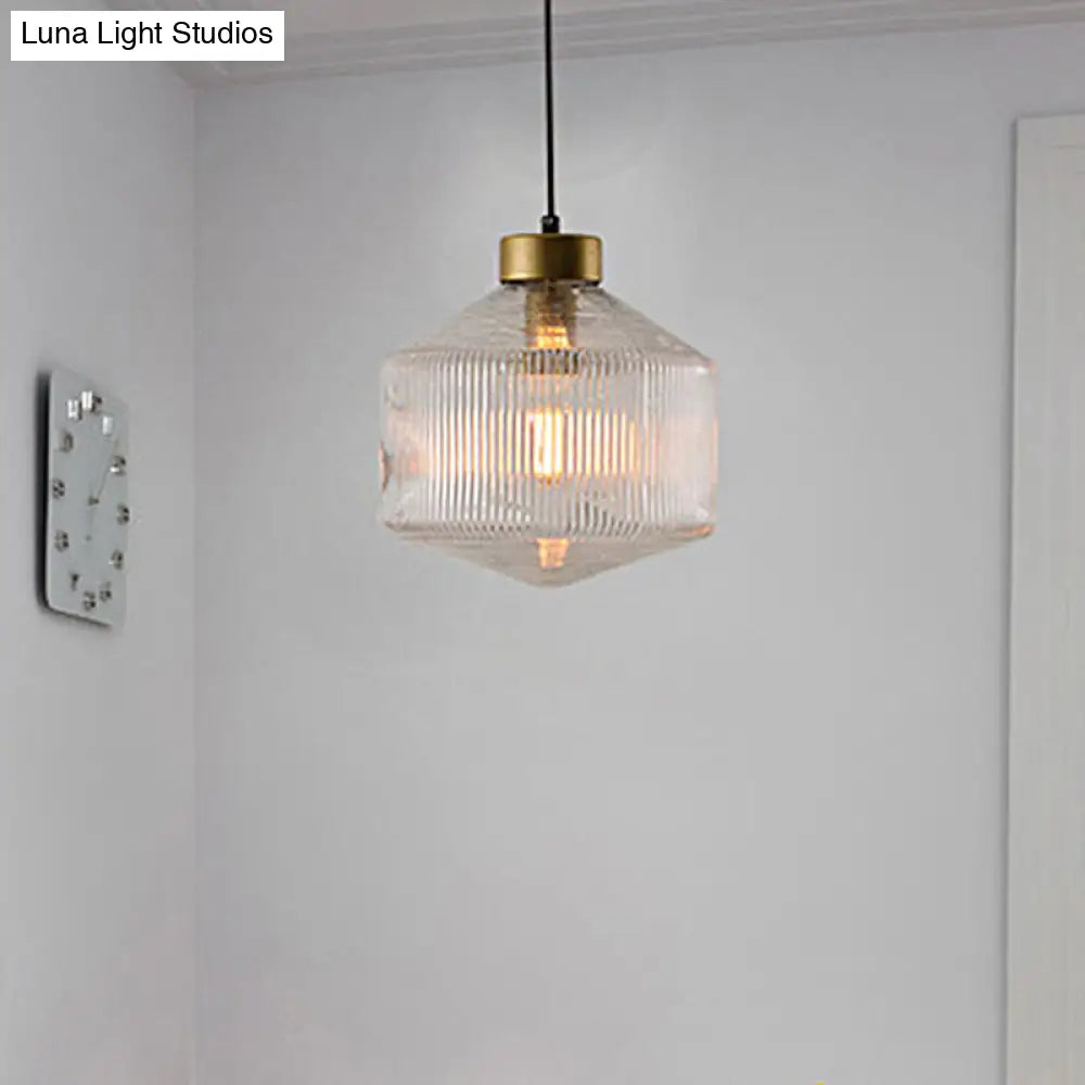 Modern Clear/Amber/Smoke Grey Glass Drum Pendant Light - 1-Light Ceiling Suspension Lamp Clear