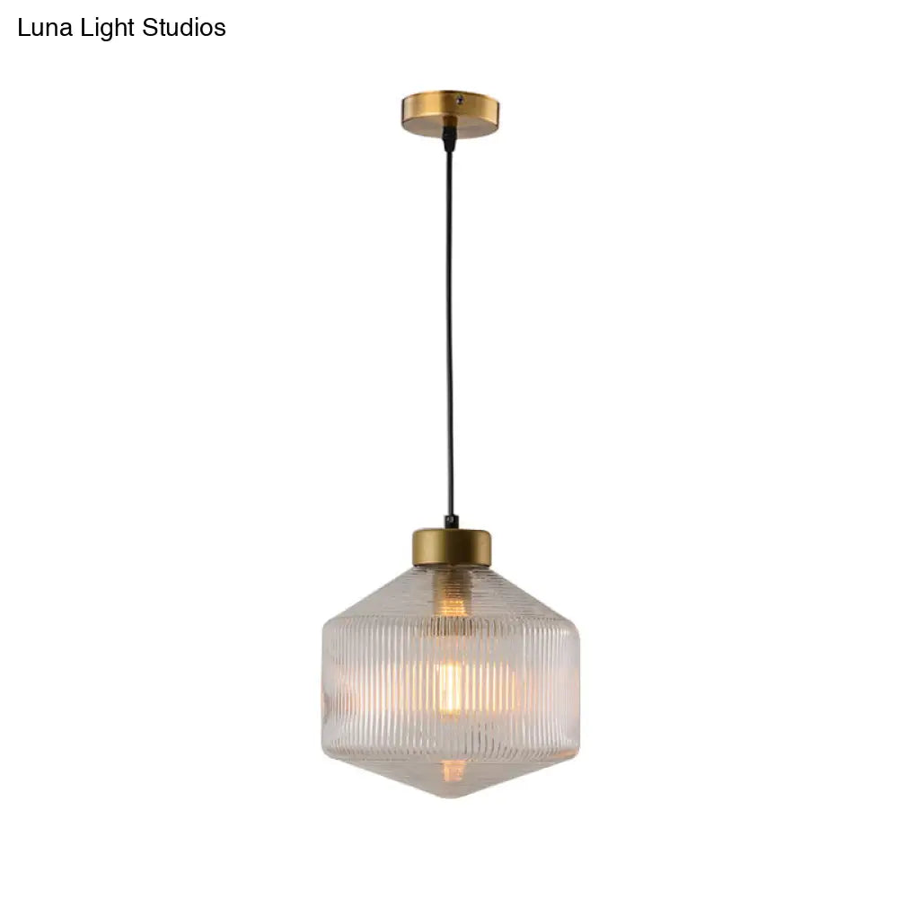 Modern Clear/Amber/Smoke Grey Glass Drum Pendant Light - 1-Light Ceiling Suspension Lamp