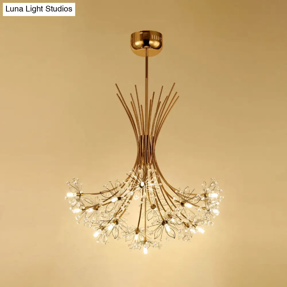 Modern Clear Crystal Beaded Chandelier With Bouquet Design - Black/Chrome 13/19 Lights Hanging Lamp