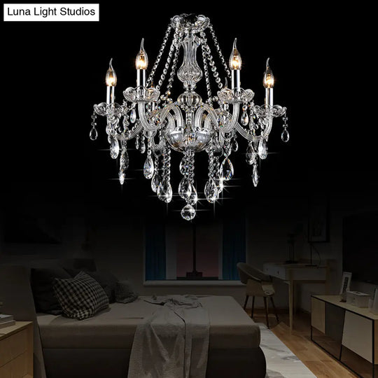 Modern Clear Crystal Candelabra Chandelier - 6/8 Lights Ceiling Fixture