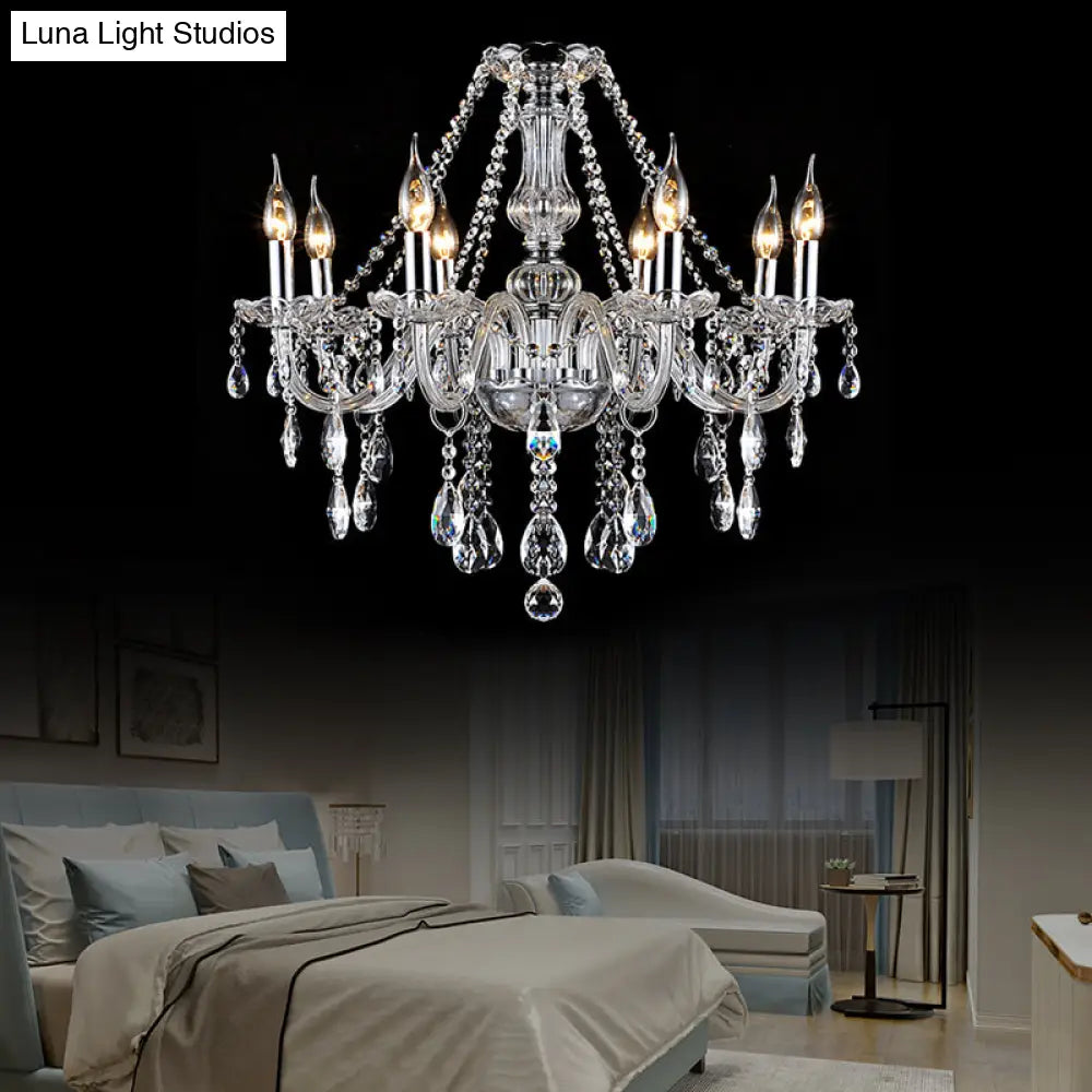 Modern Clear Crystal Candelabra Chandelier - 6/8 Lights Ceiling Fixture