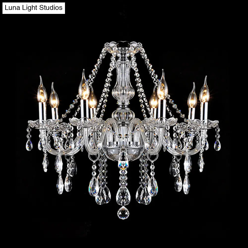 Modern Clear Crystal Candelabra Chandelier - 6/8 Lights Ceiling Fixture