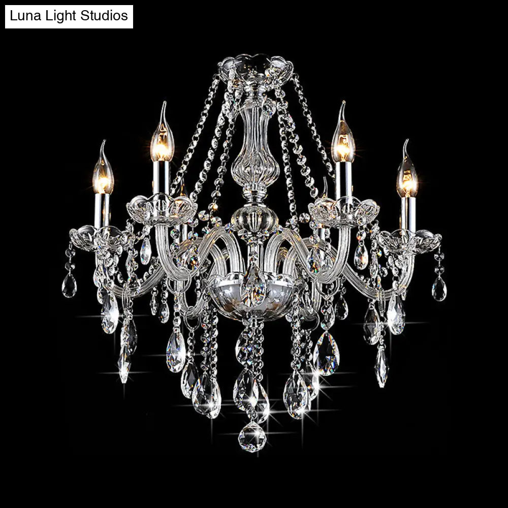 Modern Clear Crystal Candelabra Chandelier - 6/8 Lights Ceiling Fixture