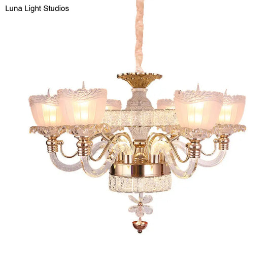 Rose Gold Crystal Chandelier With Contemporary 6 Heads