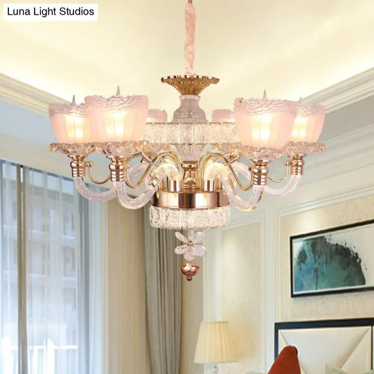 Rose Gold Crystal Chandelier With Contemporary 6 Heads