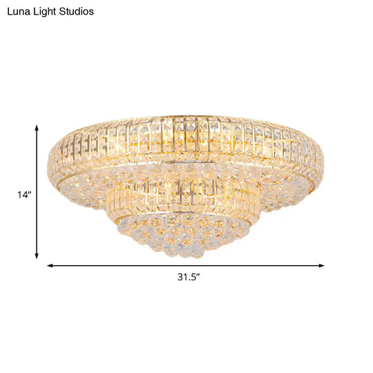 Modern Clear Crystal Ceiling Light With Gold Finish For Living Room