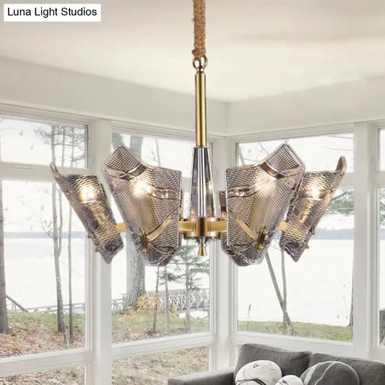 Modern Scrolled Crystal Chandelier Light Fixture - 6 Head Pendant For Kitchen