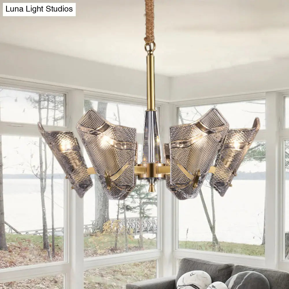 Modern Clear Crystal Chandelier - 6 Head Suspension Pendant For Kitchen