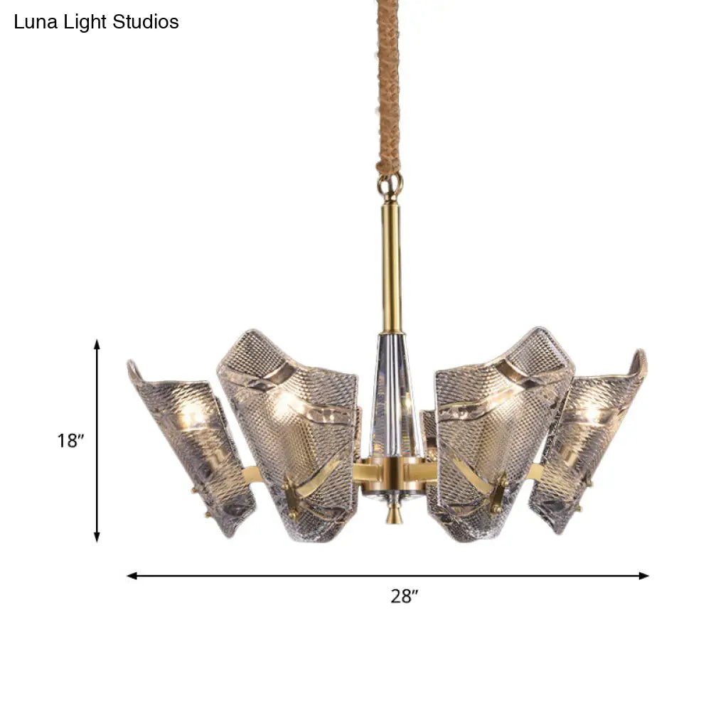 Modern Clear Crystal Chandelier - 6 Head Suspension Pendant For Kitchen