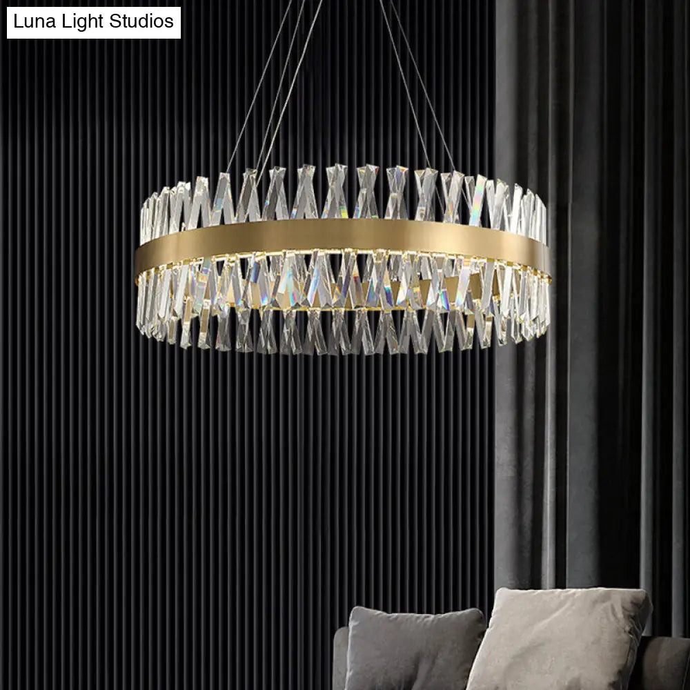 Clear Crystal Chandelier Pendant Lights For Dining Table Gold / 31.5 Round Canopy