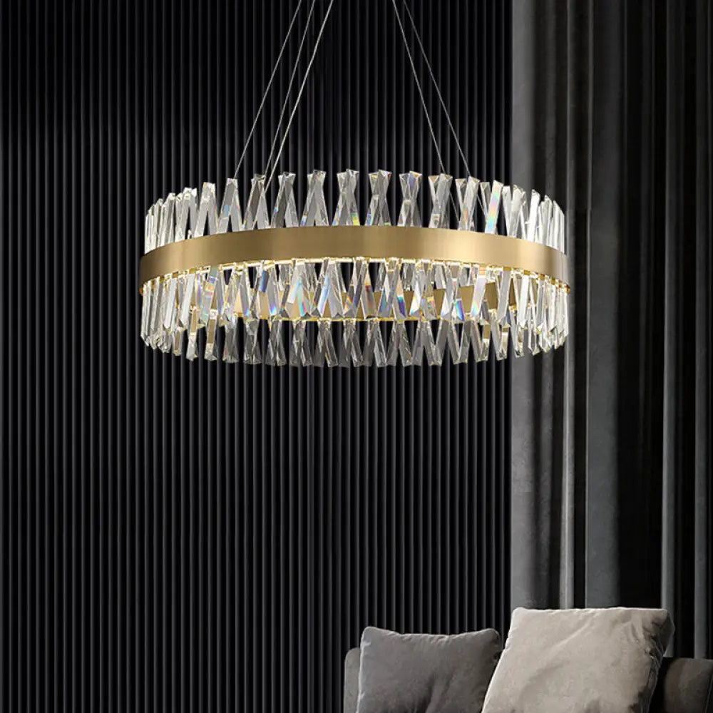Modern Clear Crystal Chandelier For Dining Table Gold / 31.5’ Round Canopy