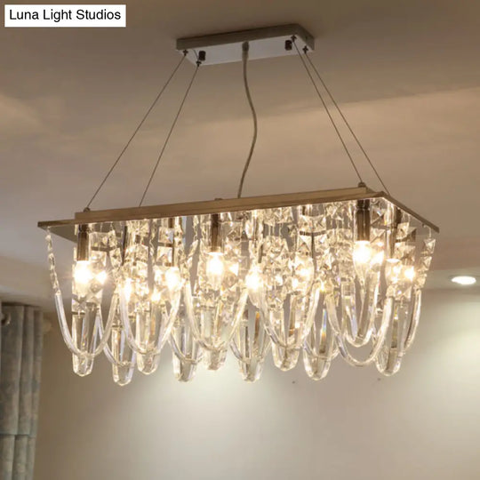 Modern Clear Crystal Chandelier Pendant Light With Tassel Accent - 8 Heads Nickel Finish Ideal For