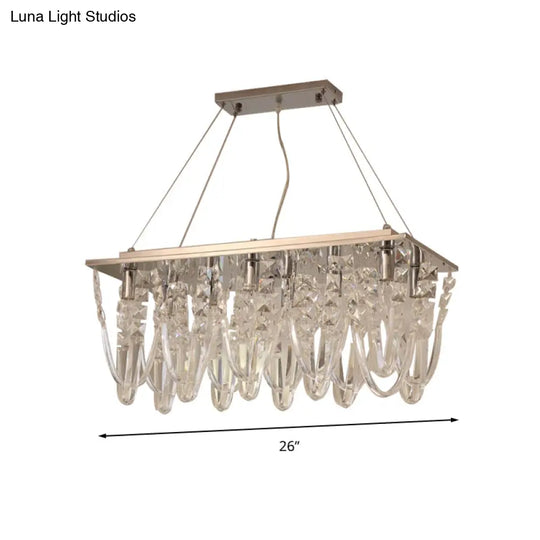 Modern Clear Crystal Chandelier Pendant Light With Tassel Accent - 8 Heads Nickel Finish Ideal For