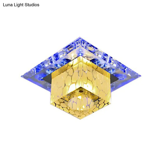 Modern Clear Crystal Cube Led Flush Mount Ceiling Light For Entryway