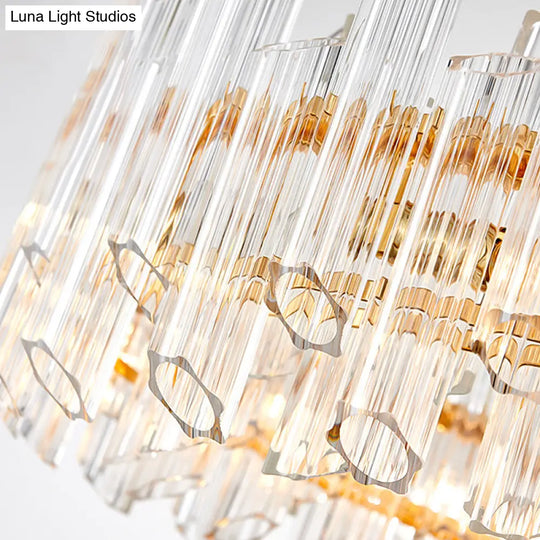 Modern Clear Crystal Drum Chandelier - Elegant 8/12 Light Gold Led Ceiling Lamp Ideal For Living