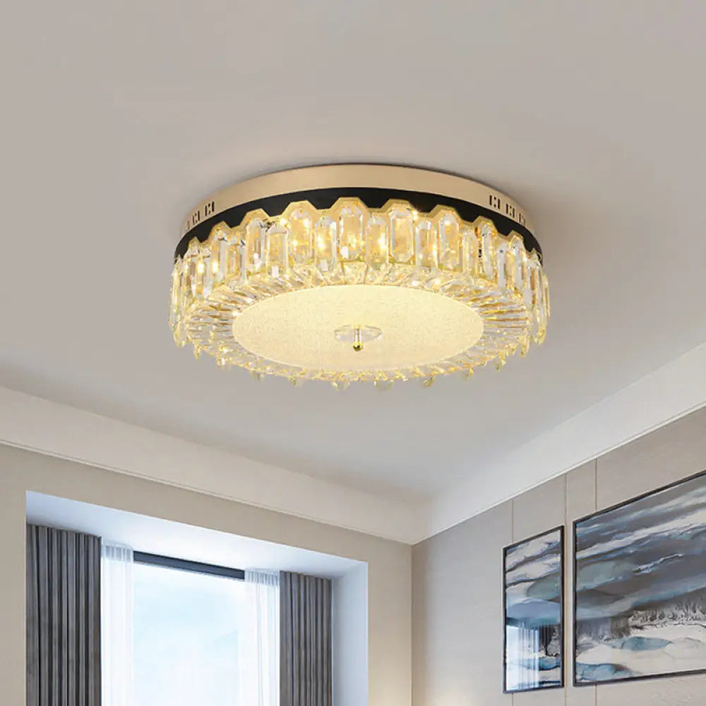 Modern Clear Crystal Flush - Mount Ceiling Lamp For Bedroom Led Light Fixture / A