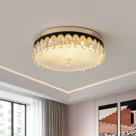 Modern Clear Crystal Flush - Mount Ceiling Lamp For Bedroom Led Light Fixture / B