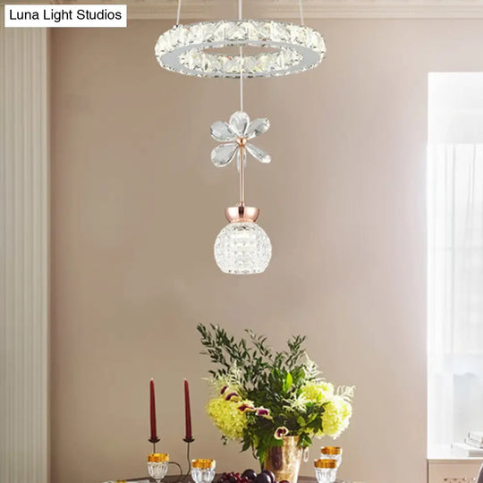 Modern Clear Crystal Glass Pendant Light Kit With Led Ideal For Dining Room And Living Areas