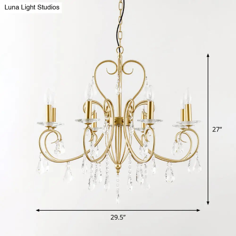 Modern Clear Crystal Suspension Pendant With 8/10 Lights - Gold Chandelier Lighting