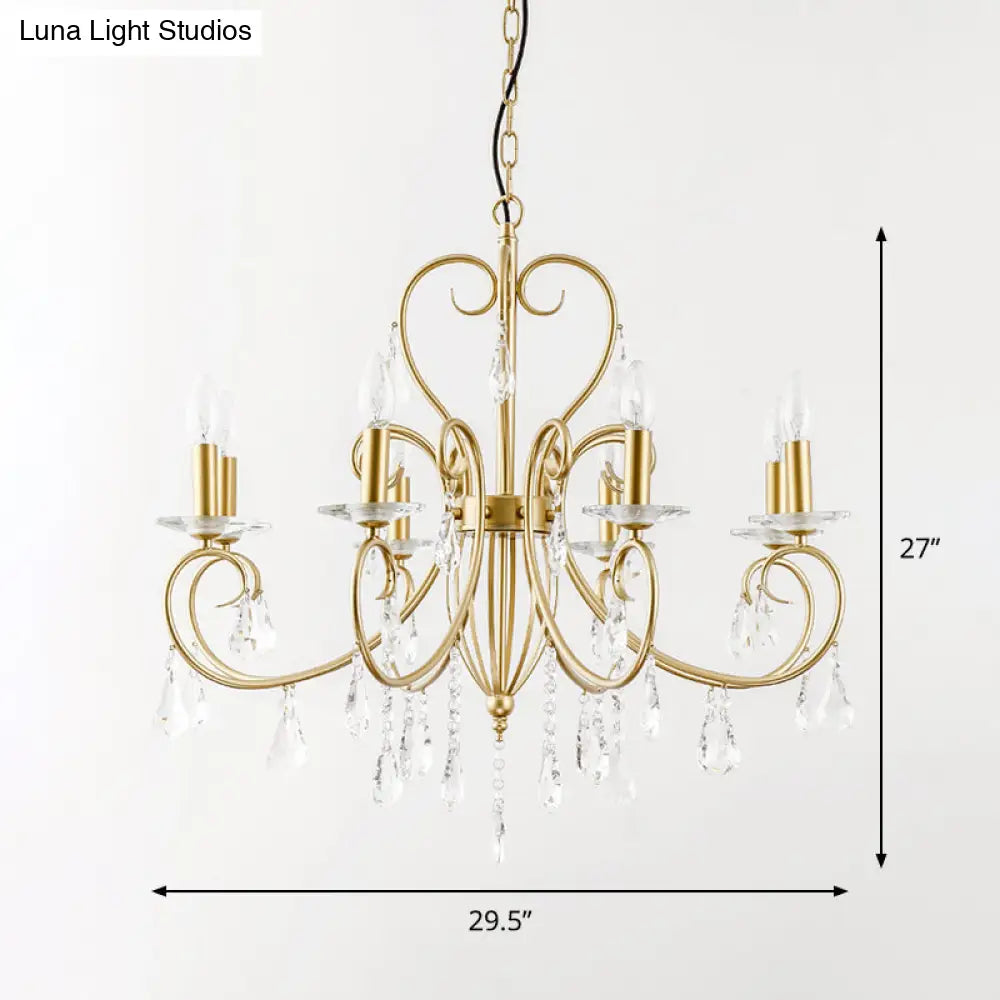 Modern Clear Crystal Gold Chandelier Lighting - Single Tier Suspension Pendant 8/10 Lights With