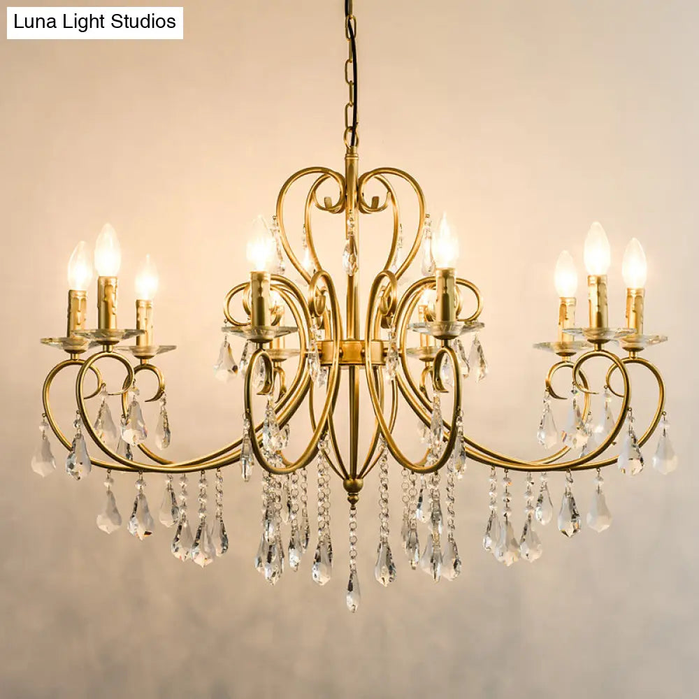 Modern Clear Crystal Suspension Pendant With 8/10 Lights - Gold Chandelier Lighting