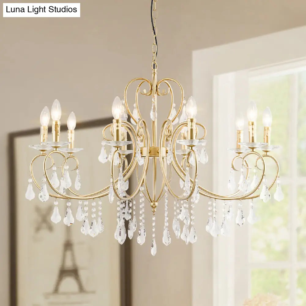 Modern Clear Crystal Suspension Pendant With 8/10 Lights - Gold Chandelier Lighting 10 /