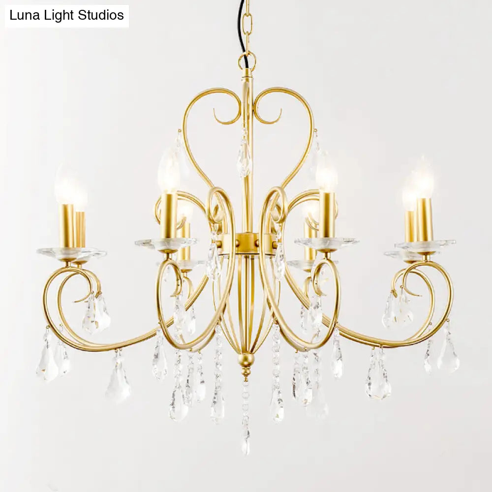 Modern Clear Crystal Suspension Pendant With 8/10 Lights - Gold Chandelier Lighting