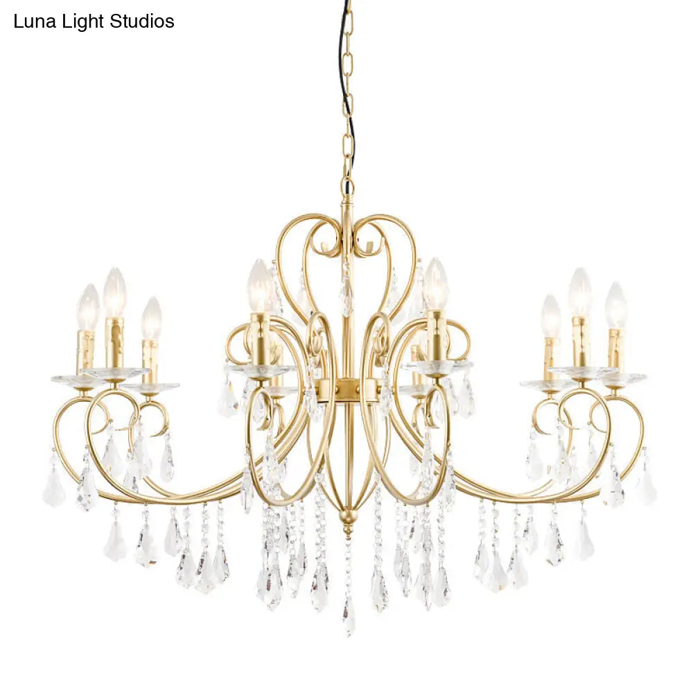 Modern Clear Crystal Suspension Pendant With 8/10 Lights - Gold Chandelier Lighting