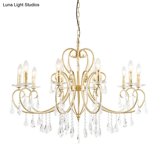 Modern Clear Crystal Suspension Pendant With 8/10 Lights - Gold Chandelier Lighting