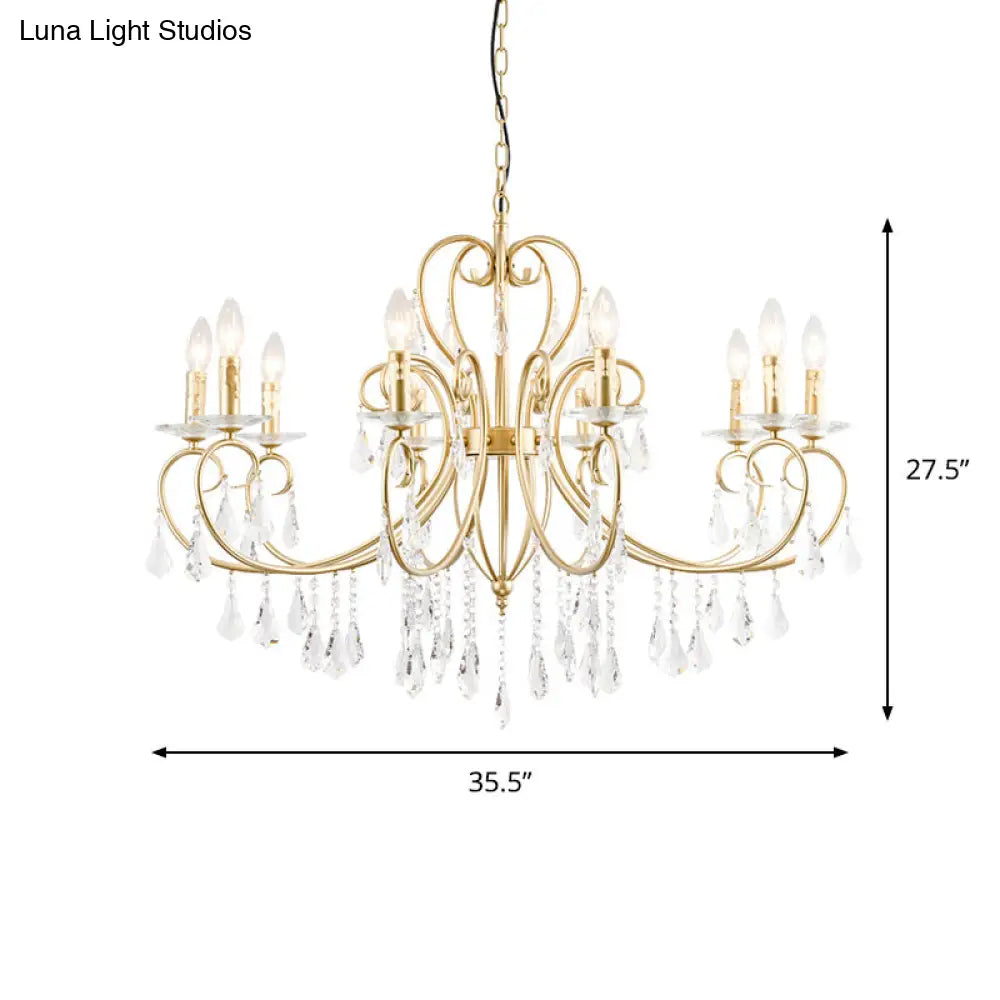 Modern Clear Crystal Suspension Pendant With 8/10 Lights - Gold Chandelier Lighting