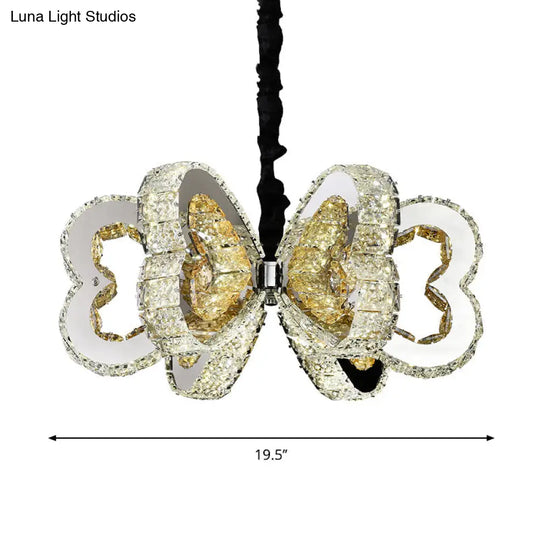 Modern Clear Crystal Heart Chandelier - Led Down Lighting Stainless-Steel Warm/White Light Ideal