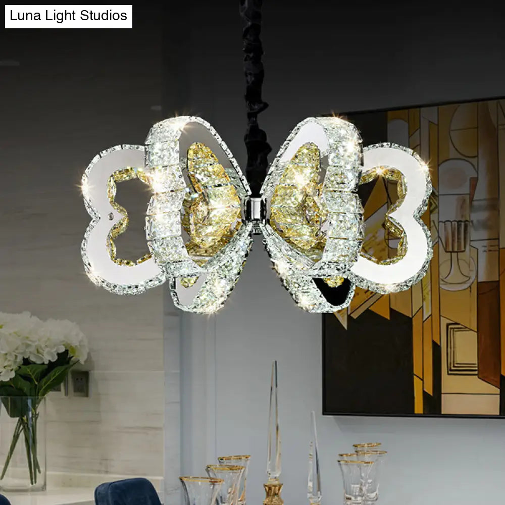 Modern Crystal Dining Room Chandelier Lamp - Stainless-Steel Led Down Lighting Warm/White Light