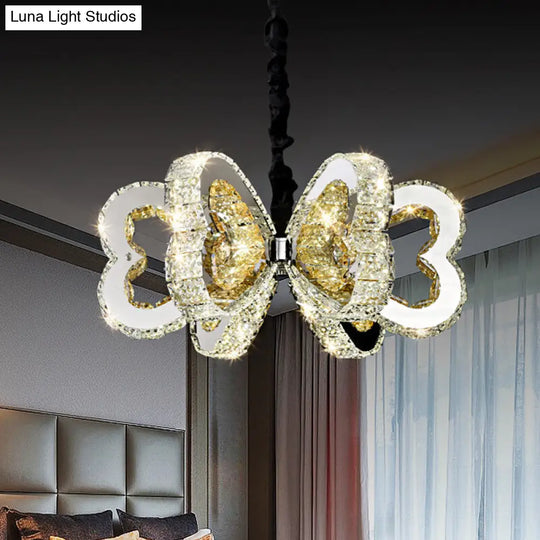 Modern Crystal Dining Room Chandelier Lamp - Stainless-Steel Led Down Lighting Warm/White Light