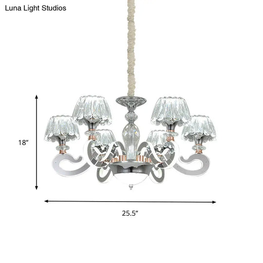 Modern Crystal Led Pendant Chandelier - 6/8 Conic Heads Ceiling Suspended