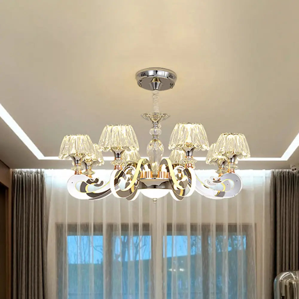 Modern Clear Crystal Led Chandelier Pendant Light - 6/8 Heads Conic Design 8 /