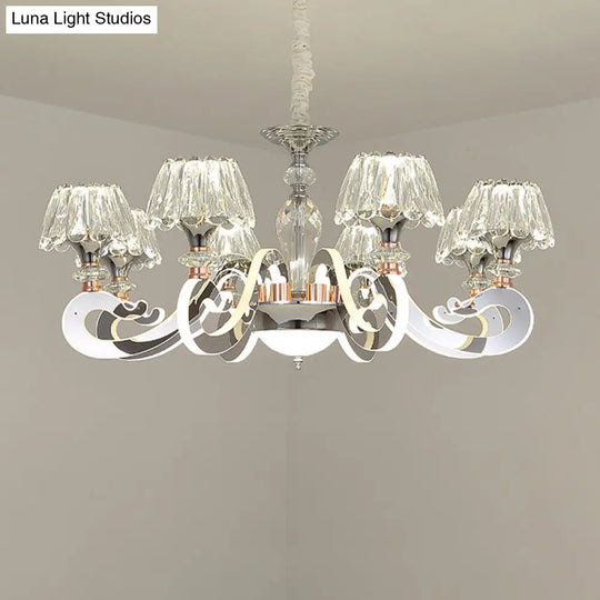 Modern Crystal Led Pendant Chandelier - 6/8 Conic Heads Ceiling Suspended