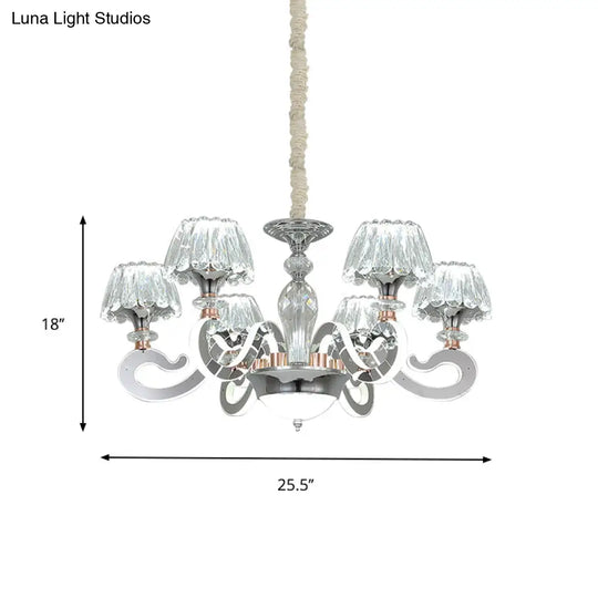 Modern Clear Crystal Led Chandelier Pendant Light - 6/8 Heads Conic Design