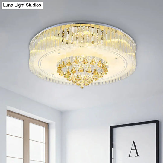 Modern Clear Crystal Led Flush Mount Ceiling Light Fixture