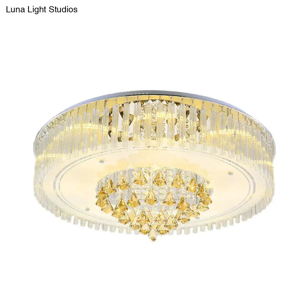 Modern Clear Crystal Led Flush Mount Ceiling Light Fixture