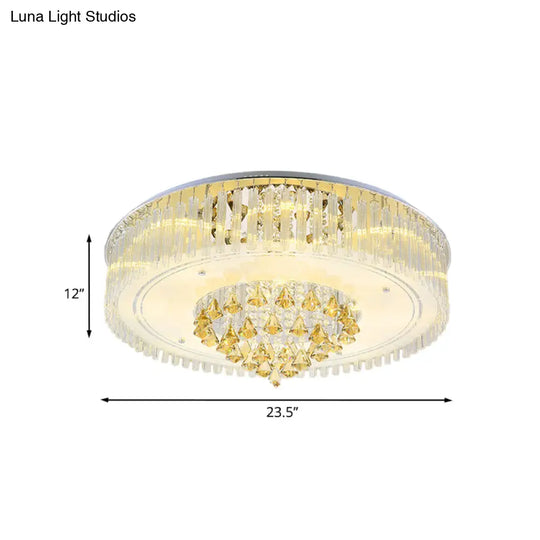 Modern Clear Crystal Led Flush Mount Ceiling Light Fixture